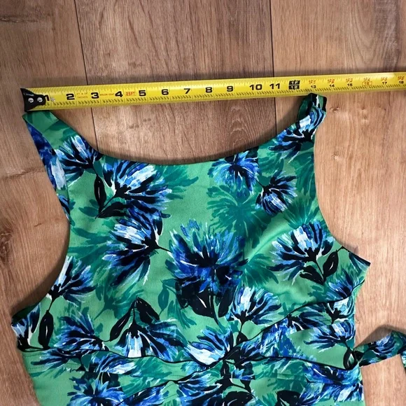 Banana Republic Green and Blue Ruched Sheath Midi Dress - Picture 5 of 14